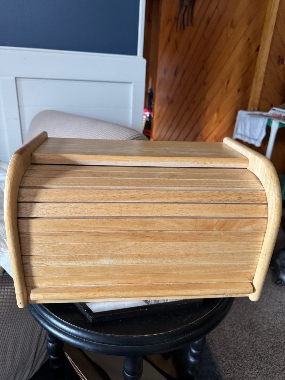 Kamenstein Vintage Wooden Roll-Top Bread Box in Light Natural Finish
